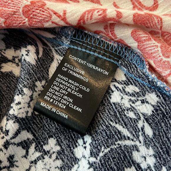 EUC Caleoas Mixed Media‎ Patchwork Drapey Button Down Top Blouse Large L Boho - Picture 13 of 16